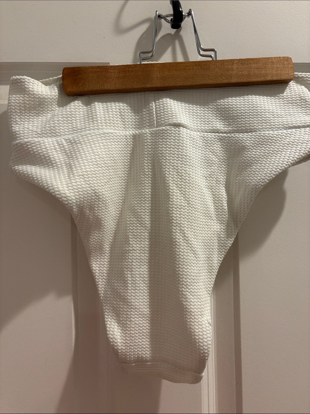 aerie White Textured High-Cut Swim Bottoms - Picture 4 of 5